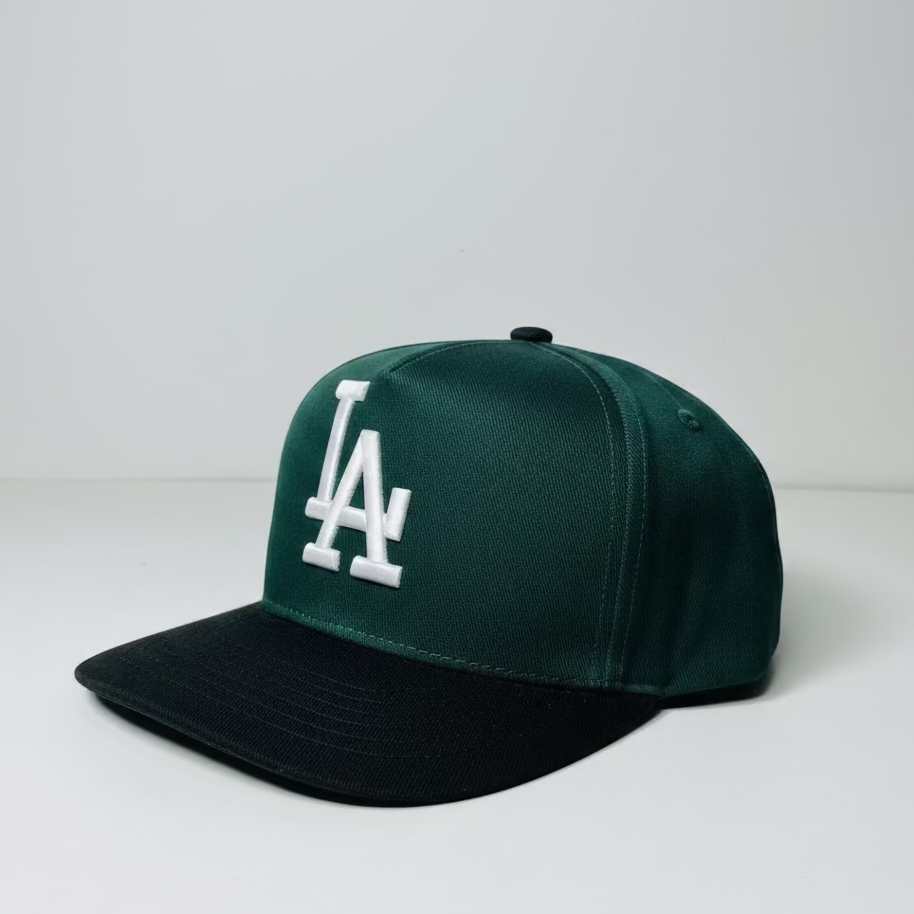 Pro Fit Snapback Trucker Hat – Dark-Green and Black front panel